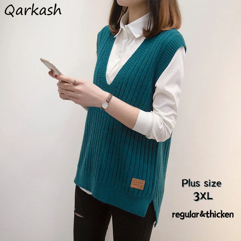 Women Sweater Vest Loose V-neck Knitted Side-slit Sleeveless Irregular Design Patchwork Spliced Autumn All-match Stylish Leisure
Women Sweater Vest Loose V-neck Knitted Side-slit Sleeveless Irregular Design Patchwork Spliced Autumn All-match Stylish Leisure