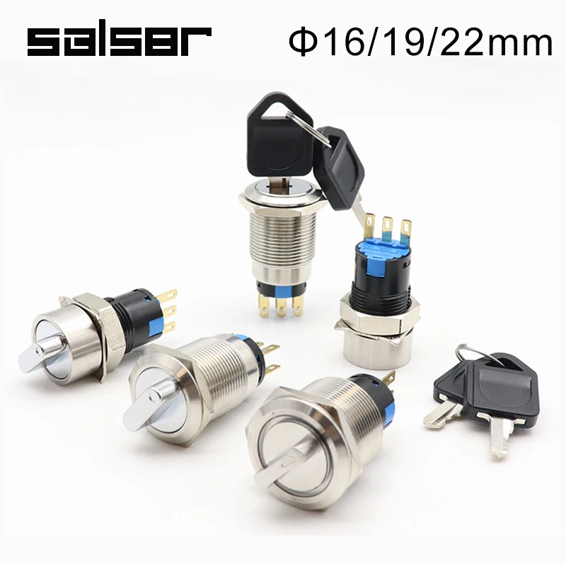16/19/22mm Reset Momentary Self-locking Fixation Waterproof Metal Selector Rotary Switch 2/3 Position With Key Knob 3/6 Pins
16/19/22mm Reset Momentary Self-locking Fixation Waterproof Metal Selector Rotary Switch 2/3 Position With Key Knob 3/6 Pins