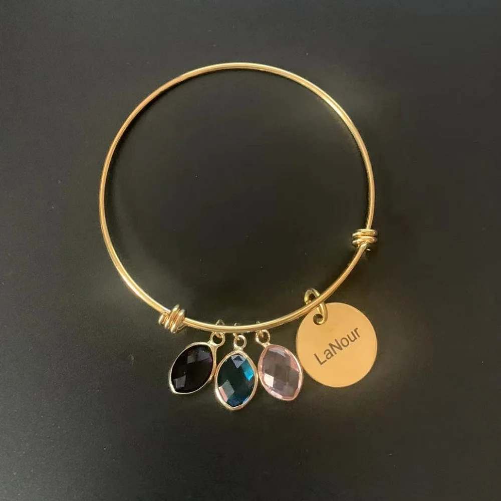 Adjustable Customized Name Bracelet With Birthstone Engraved Name Bangle Symbols Round Family Birthday Women Birthday's Gifts
Adjustable Customized Name Bracelet With Birthstone Engraved Name Bangle Symbols Round Family Birthday Women Birthday's Gifts