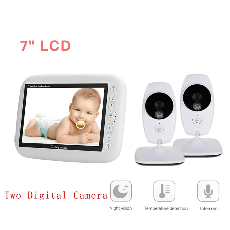 Baby Monitor Cry Alarm 7 Inch Video With Two Digital Camera IR Night Vision Intercom Nanny Video Supports Screen Split
Baby Monitor Cry Alarm 7 Inch Video With Two Digital Camera IR Night Vision Intercom Nanny Video Supports Screen Split