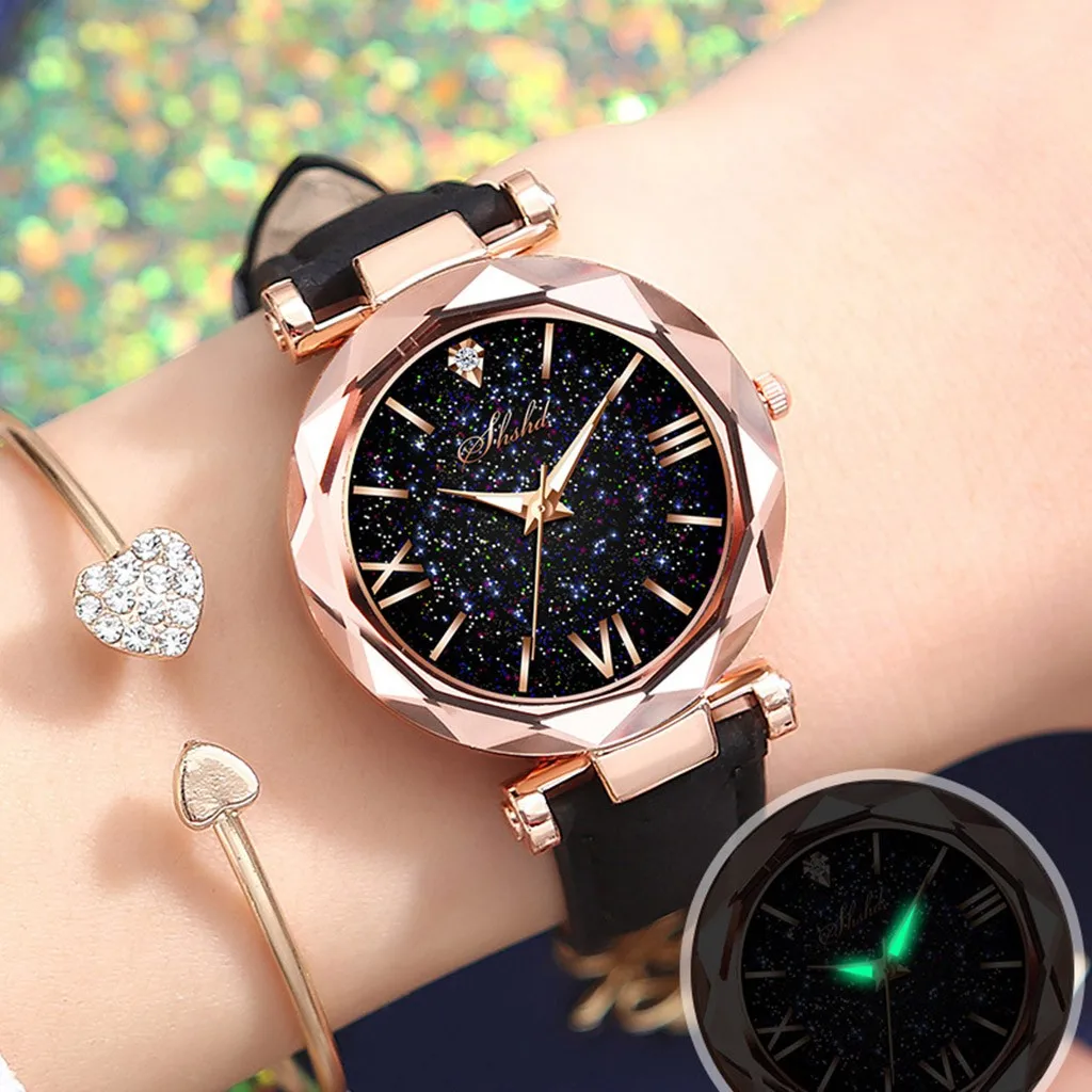 Женские стильные часы Reloj унисекс со звездами с маленькими точками матовые