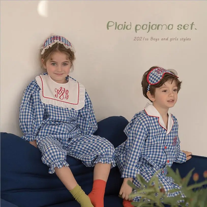 Korea style Parent-child pajamas spring autumn new plaid long sleeve nightgown baby girl and boys home clothes Parent-child wz83
Korea style Parent-child pajamas spring autumn new plaid long sleeve nightgown baby girl and boys home clothes Parent-child wz83