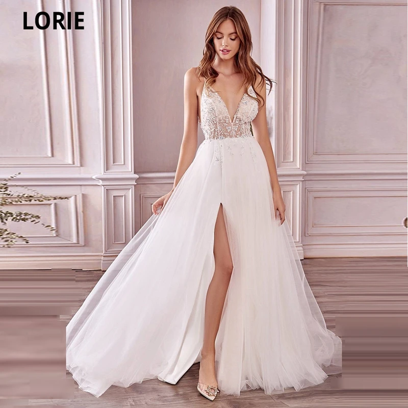 LORIE A-line Tulle Evening Dresses 2021 With Sweep Train Leg Slit Robe De Soirée De Mariage V-Neck Spaghetti Straps Abendkleider
LORIE A-line Tulle Evening Dresses 2021 With Sweep Train Leg Slit Robe De Soirée De Mariage V-Neck Spaghetti Straps Abendkleider