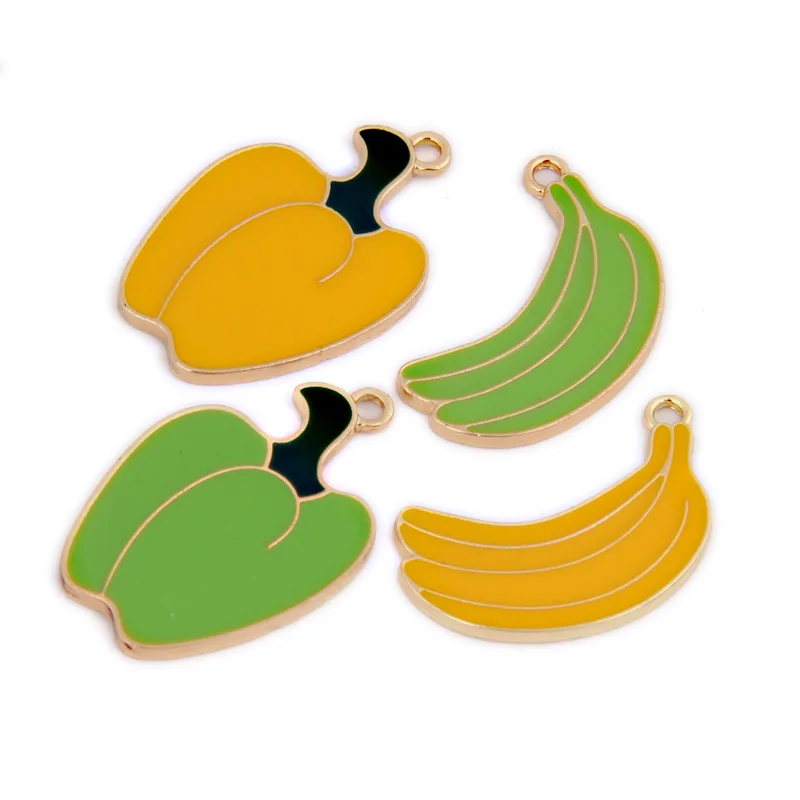 10pcs/Lot Enamel Fruit and Vegetable Pepper Banana Charms Bracelet Earrings Key Chain Pendant Jewelry DIY Accessories
10pcs/Lot Enamel Fruit and Vegetable Pepper Banana Charms Bracelet Earrings Key Chain Pendant Jewelry DIY Accessories