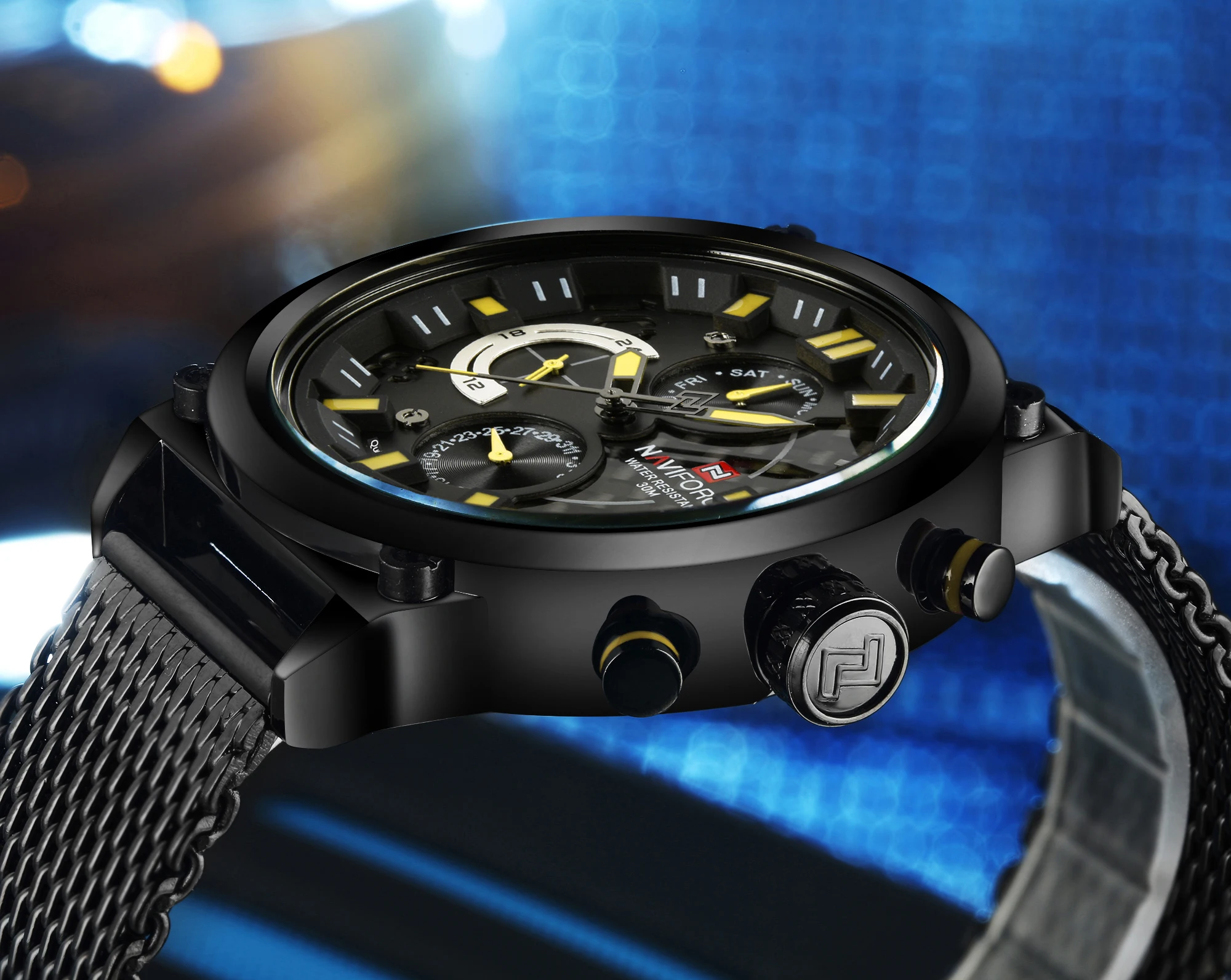 

NAVIFORCE Quartz Watch Men Date Week Display Military Mens Watches Top Brand Luxury Analog Clock Fashion Stainless Steel Strap