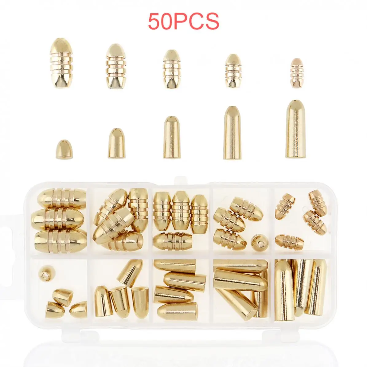 50PCS/Box Bullet Copper 1.8g/3.5g/5g/7g/10g Copper Bob-Weight Balancer Pendant for Lure Fishing Accessories Tackles
50PCS/Box Bullet Copper 1.8g/3.5g/5g/7g/10g Copper Bob-Weight Balancer Pendant for Lure Fishing Accessories Tackles