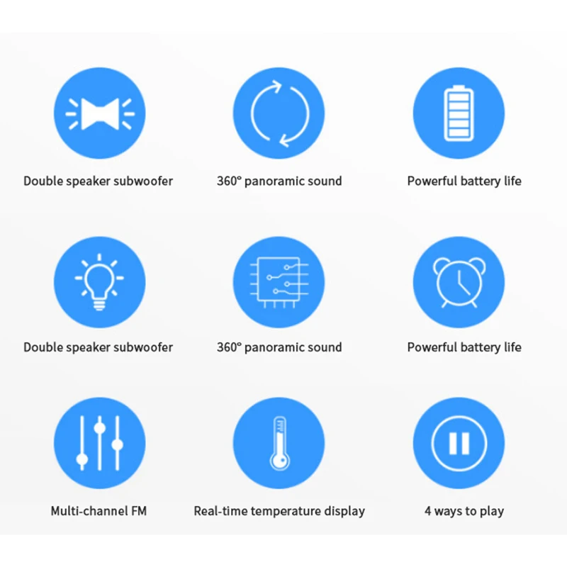 Bluetooth-compatible Speaker Wireless Alarm Clock Home Mobile Phone Audio Subwoofer Smart Volume Dual Speakers TF AUX LED Displa
Bluetooth-compatible Speaker Wireless Alarm Clock Home Mobile Phone Audio Subwoofer Smart Volume Dual Speakers TF AUX LED Displa