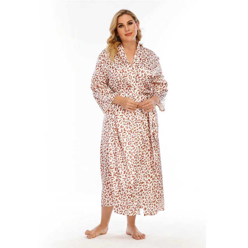 Leopard Printed Satin Robe for Women Sleepwear Night Gown Home Clothes Bathrobe Pajamas Lounge Wear Kimono Plus Size Nightdress
Leopard Printed Satin Robe for Women Sleepwear Night Gown Home Clothes Bathrobe Pajamas Lounge Wear Kimono Plus Size Nightdress