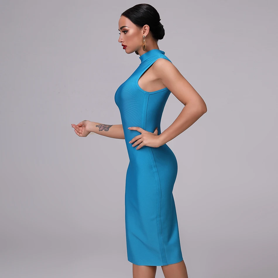 Новинка 2021 женское элегантное Бандажное платье небесно-голубого цвета с высоким