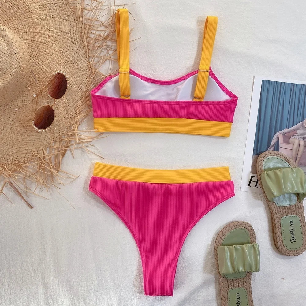 Ribbed Bikini High Waist Swimsuit Female 2021 Sexy Swimwear Women Patchwork Bikini Set Bather Bathing Suits Beach Wear Swim Lady
Ribbed Bikini High Waist Swimsuit Female 2021 Sexy Swimwear Women Patchwork Bikini Set Bather Bathing Suits Beach Wear Swim Lady