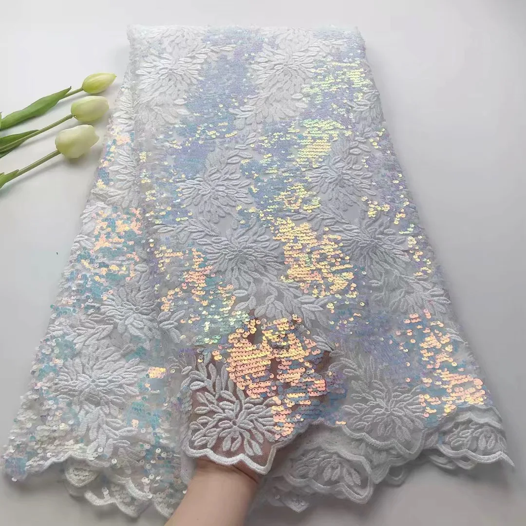 (5yarda/pc) Newest embroidered French net lace white with sequins African party lace fabric for making attractive dress FHS029
(5yarda/pc) Newest embroidered French net lace white with sequins African party lace fabric for making attractive dress FHS029
