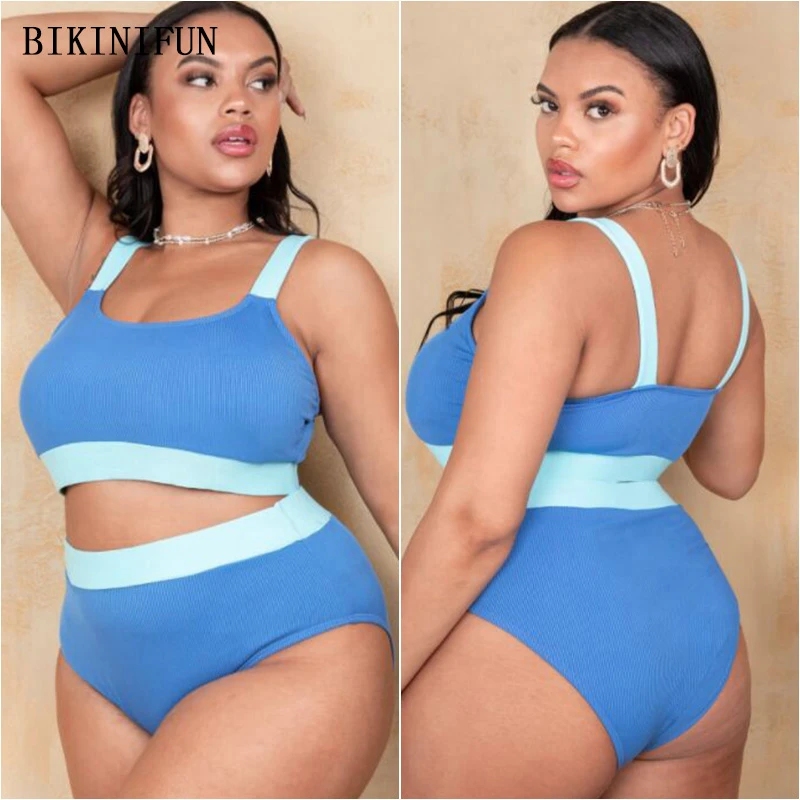 New Solid Blue Beachwear Women Square Neck Swimsuit Plus Size Swimwear XL-4XL Girl Ribbed Bathing Suit High Waist Bikini Set
New Solid Blue Beachwear Women Square Neck Swimsuit Plus Size Swimwear XL-4XL Girl Ribbed Bathing Suit High Waist Bikini Set