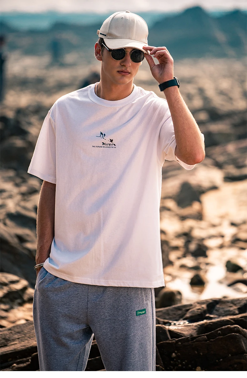 2101 summer pure cotton trendy wild goose print half sleeve clothes men's loose short sleeve T-shirt
2101 summer pure cotton trendy wild goose print half sleeve clothes men's loose short sleeve T-shirt