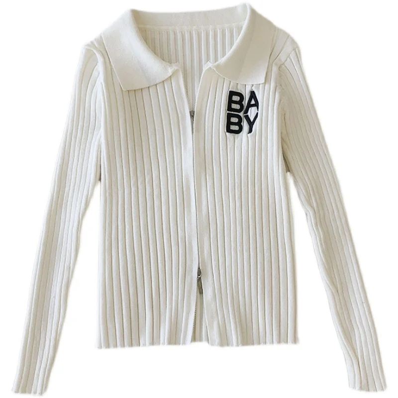 Kimutomo Knitted Zipper Cardigan Women Letter Embroidery Slim Waist Turn-down Collar Long Sleeve Tops Korea Chic Casual
Kimutomo Knitted Zipper Cardigan Women Letter Embroidery Slim Waist Turn-down Collar Long Sleeve Tops Korea Chic Casual
