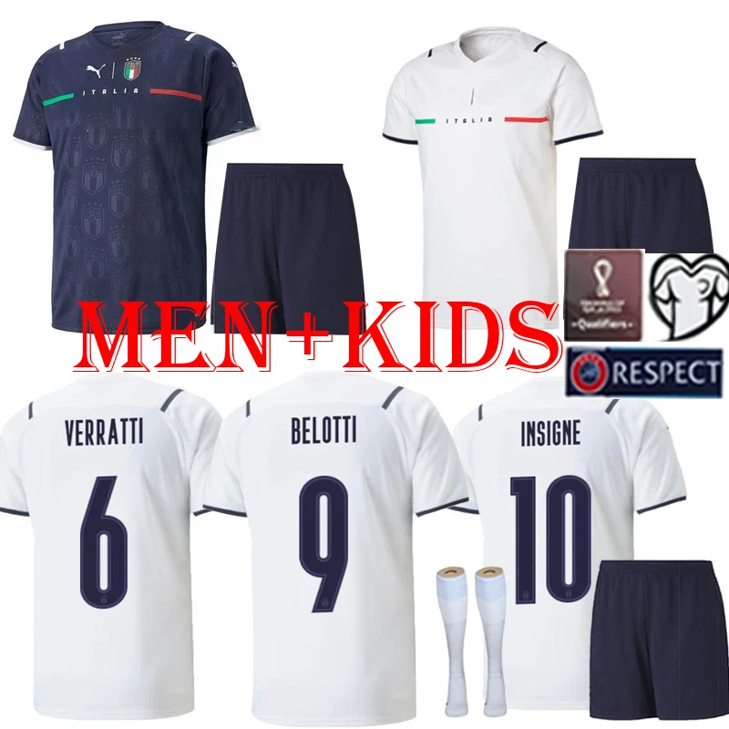 

ITALY Soccer Jerseys 2021 Italia National Team Football Shirt Home Away Third VERRATTI IMMOBILE CHIESA 21 22 Mens + Kids Ki