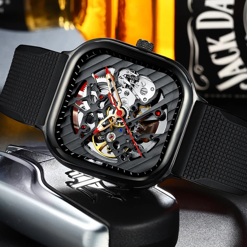 AILANG New Men's Automatic Watch Top Brand Luxury Silicone Strap Square Skeleton Hollow Dial Mechanical Men Watches Reloj Hombre
AILANG New Men's Automatic Watch Top Brand Luxury Silicone Strap Square Skeleton Hollow Dial Mechanical Men Watches Reloj Hombre