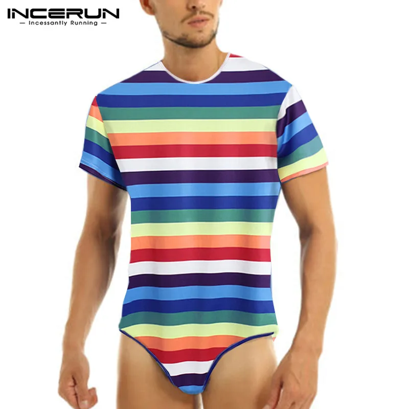 INCERUN Men Sexy Bodysuit T Shirts Short Sleeve Round Neck Camisetas Man Leisure Colorful Striped Rompers Fitness Tops Plus Size
INCERUN Men Sexy Bodysuit T Shirts Short Sleeve Round Neck Camisetas Man Leisure Colorful Striped Rompers Fitness Tops Plus Size