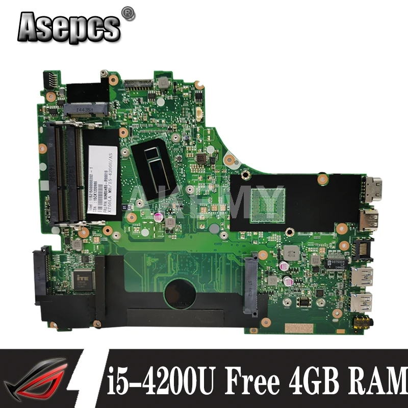 Материнская плата Akemy X750JB для For Asus X750 X750J X750JN K750JB K750JN материнская ноутбука 100% i5 4200U