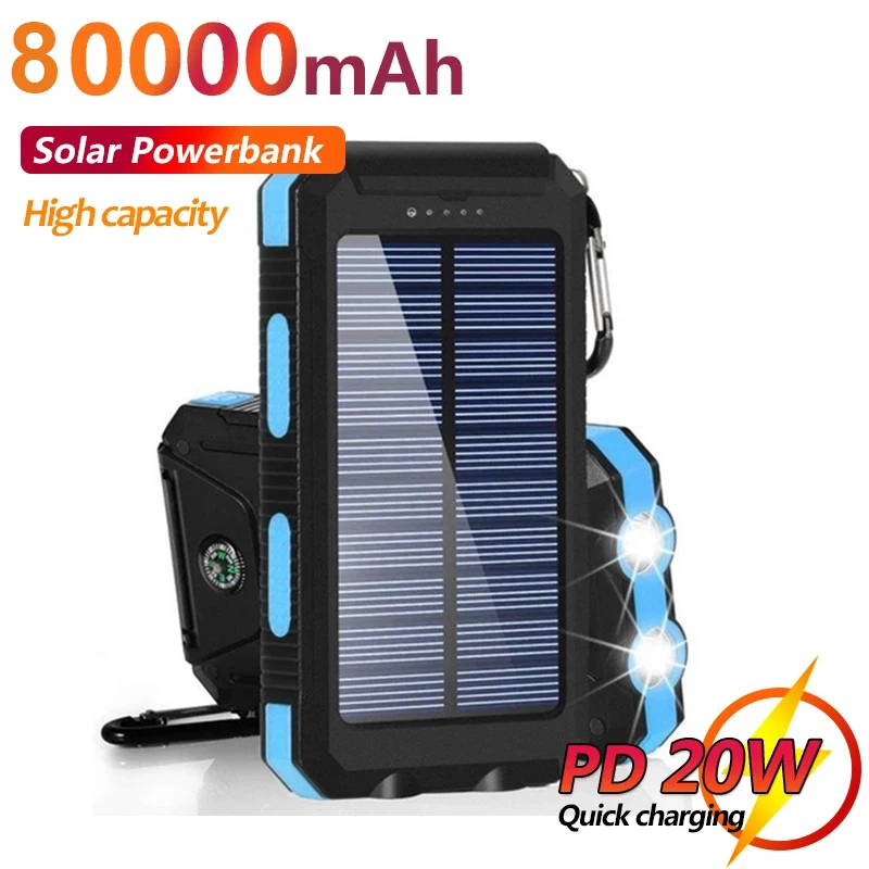 80000mAh Solar Power Bank Waterproof Portable External Battery with SOS LED Light Travel Power Bank for Samsung Xiaomi Iphone
80000mAh Solar Power Bank Waterproof Portable External Battery with SOS LED Light Travel Power Bank for Samsung Xiaomi Iphone