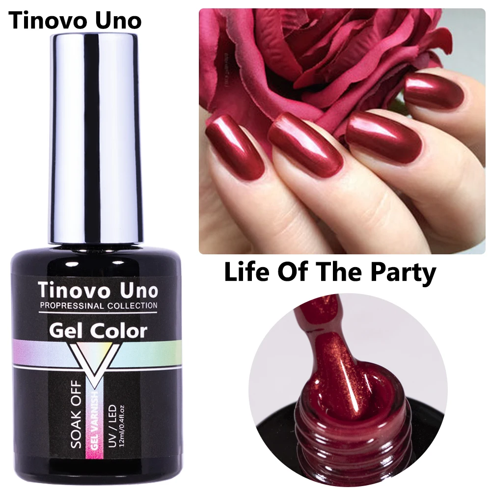 

Tinovo Uno Pearl Gel Nail Polish 12ml Chrome Shimmer UV Semi permanent Nails Gellak Manicure Pedicure Red Shine Glossy Varnish