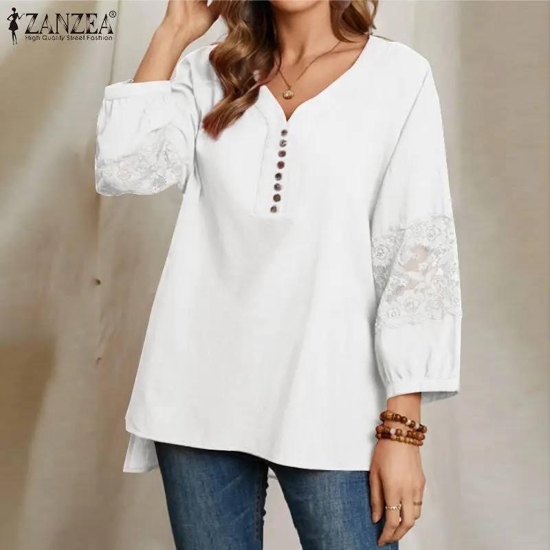 Элегантная Осенняя Женская Повседневная офисная блузка ZANZEA 2021, однотонная тонкая уличная блузка с пуговицами, Женская кружевная вечерняя с...
Элегантная Осенняя Женская Повседневная офисная блузка ZANZEA 2021, однотонная тонкая уличная блузка с пуговицами, Женская кружевная вечерняя с...