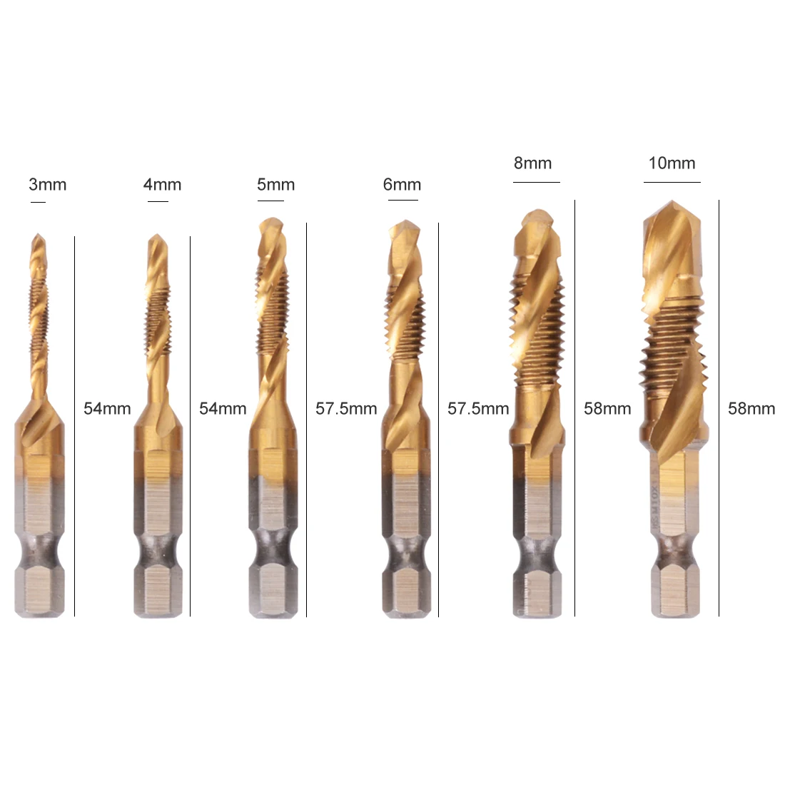 Hex Shank 6pcs Twist Drill Bit Set HSS DRILLING Tap Bit Screw Thread Tool For Soft Metal M3 M4 M5 M6 M8 M10
Hex Shank 6pcs Twist Drill Bit Set HSS DRILLING Tap Bit Screw Thread Tool For Soft Metal M3 M4 M5 M6 M8 M10
