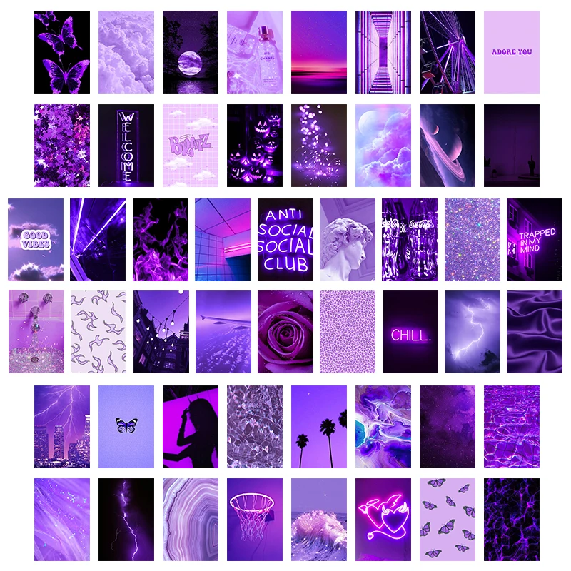 50Pcs Purple Aesthetic Collage Picture Wall Set Neon Collages Print Kit Warm Color Bedroom Living Room Decoration for Girls Boys
50Pcs Purple Aesthetic Collage Picture Wall Set Neon Collages Print Kit Warm Color Bedroom Living Room Decoration for Girls Boys