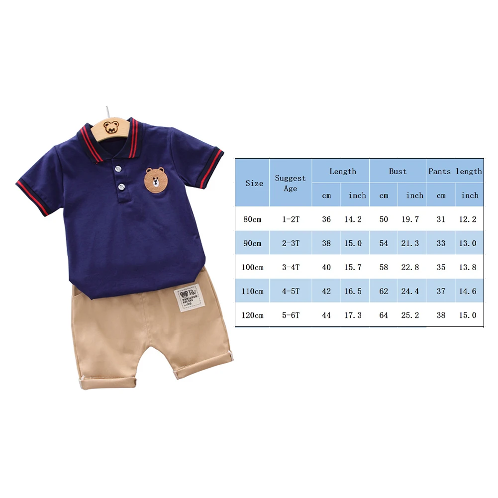 Brand Boys' Casual Clothing Set Summer Embroidered Bear Short Sleeve Top + Shorts 2-Piece Set Kids Set Fashion Hot Sale 2021
Brand Boys' Casual Clothing Set Summer Embroidered Bear Short Sleeve Top + Shorts 2-Piece Set Kids Set Fashion Hot Sale 2021