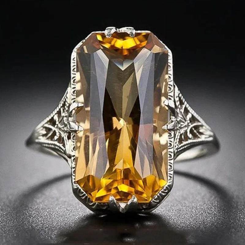 Square Yellow Color Crystal Ring Hollowed-out Ring for Women Engagement Wedding Gift Fine Jewelry Gift
Square Yellow Color Crystal Ring Hollowed-out Ring for Women Engagement Wedding Gift Fine Jewelry Gift