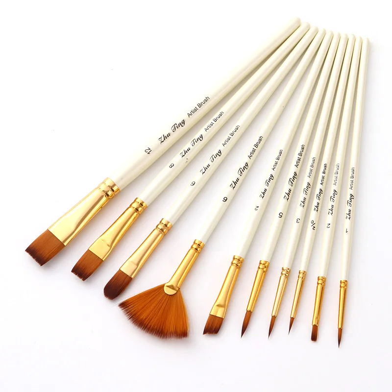 10 pcs/set Nylon Hair Wooden Handle Watercolor Paint Brush Pen DIY Oil Acrylic Painting Drawing Art Brushes Student Stationery
10 pcs/set Nylon Hair Wooden Handle Watercolor Paint Brush Pen DIY Oil Acrylic Painting Drawing Art Brushes Student Stationery