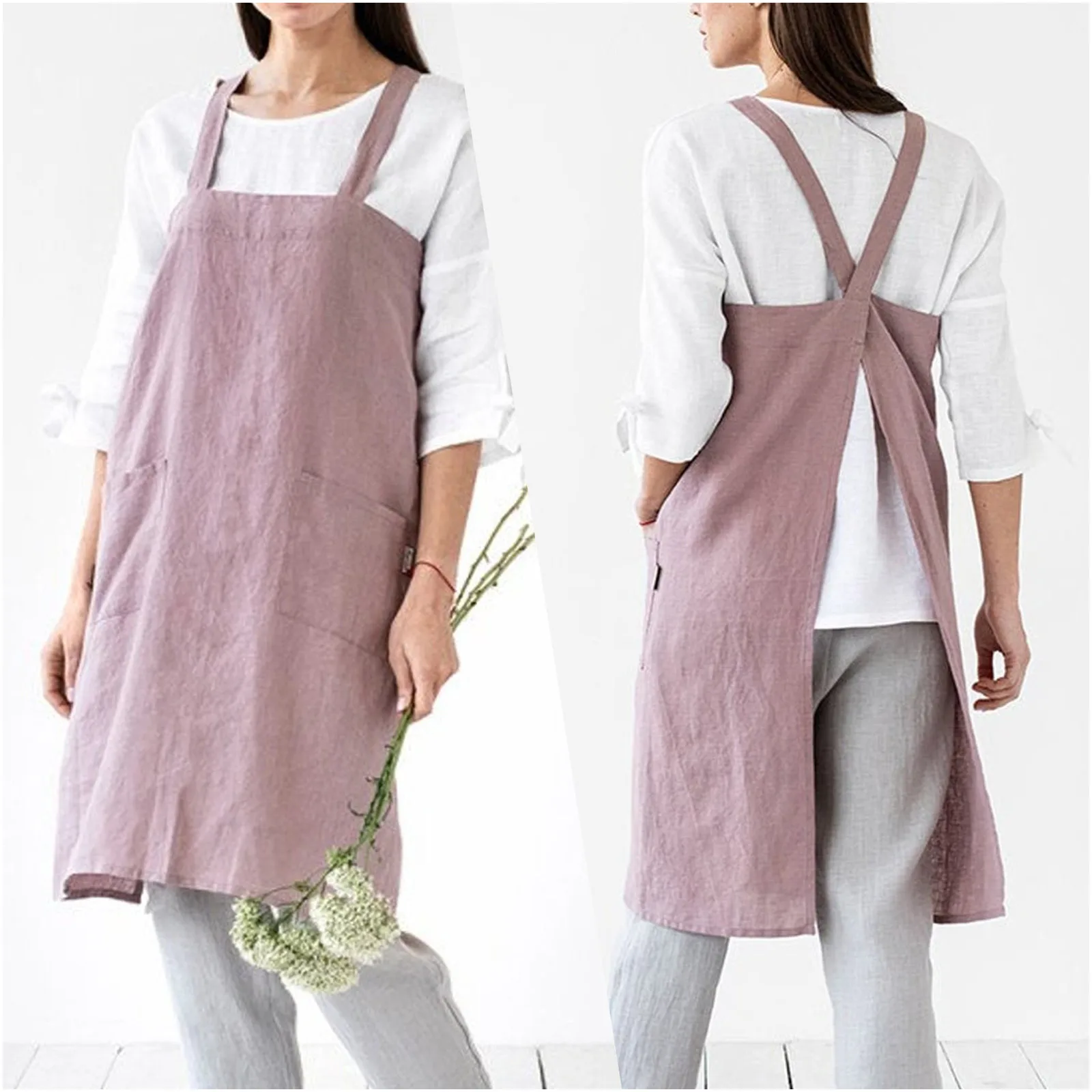 1pc Kitchen Cooking Aprons Home Sleeveless Cross Back Cotton Linen Japanese Aprons For Men Women Baking Accessories P1
1pc Kitchen Cooking Aprons Home Sleeveless Cross Back Cotton Linen Japanese Aprons For Men Women Baking Accessories P1