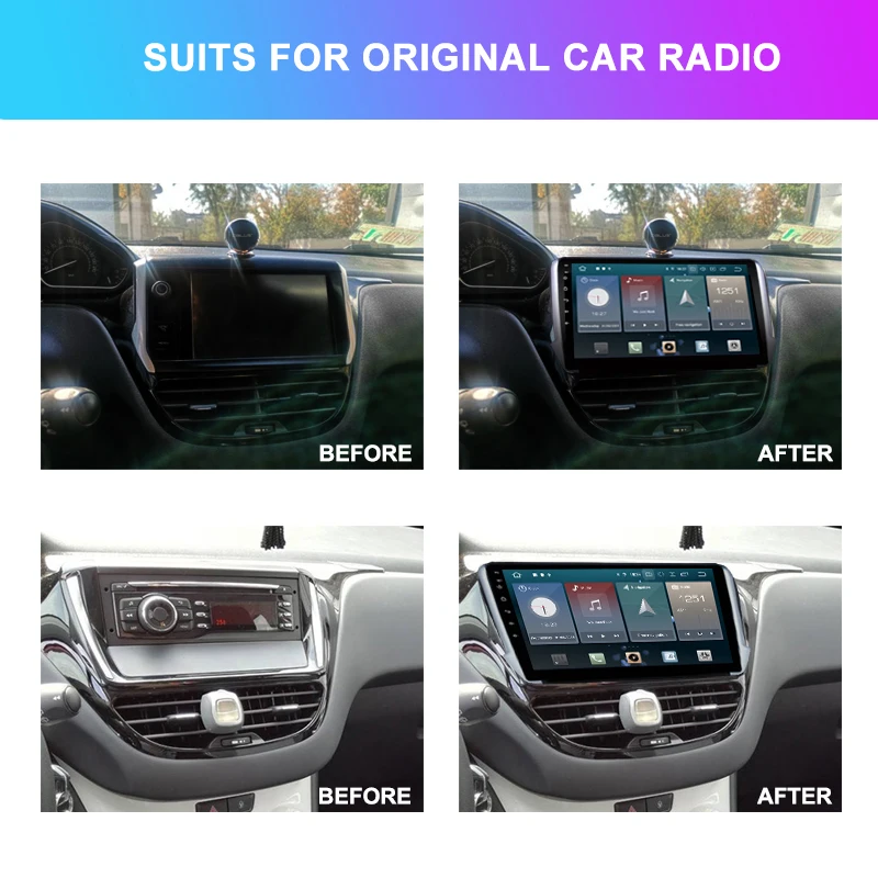 Автомобильный мультимедийный видеоплеер магнитола 2 Din на Android 10 для Peugeot 1 2008 208 2014