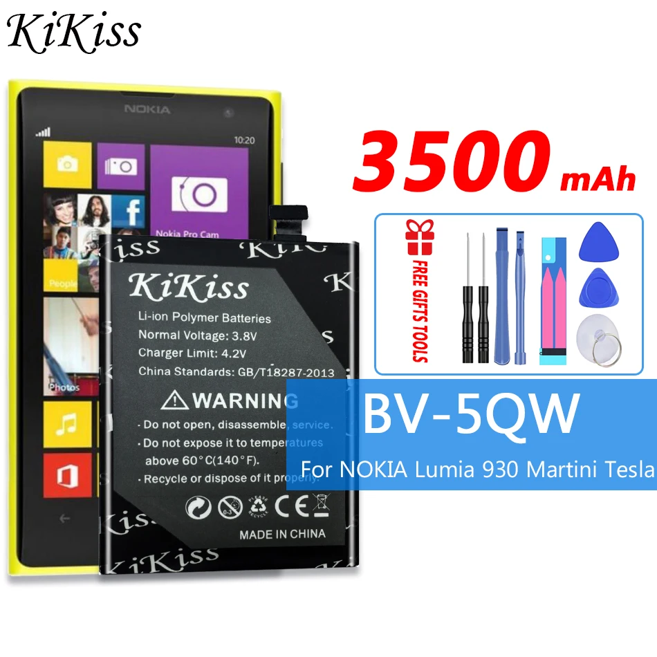 

3500mAh BV-5QW для Nokia Lumia 930 929 RM927 Martini Tesla мобильный телефон литий-ионный полимерный аккумулятор большой мощности