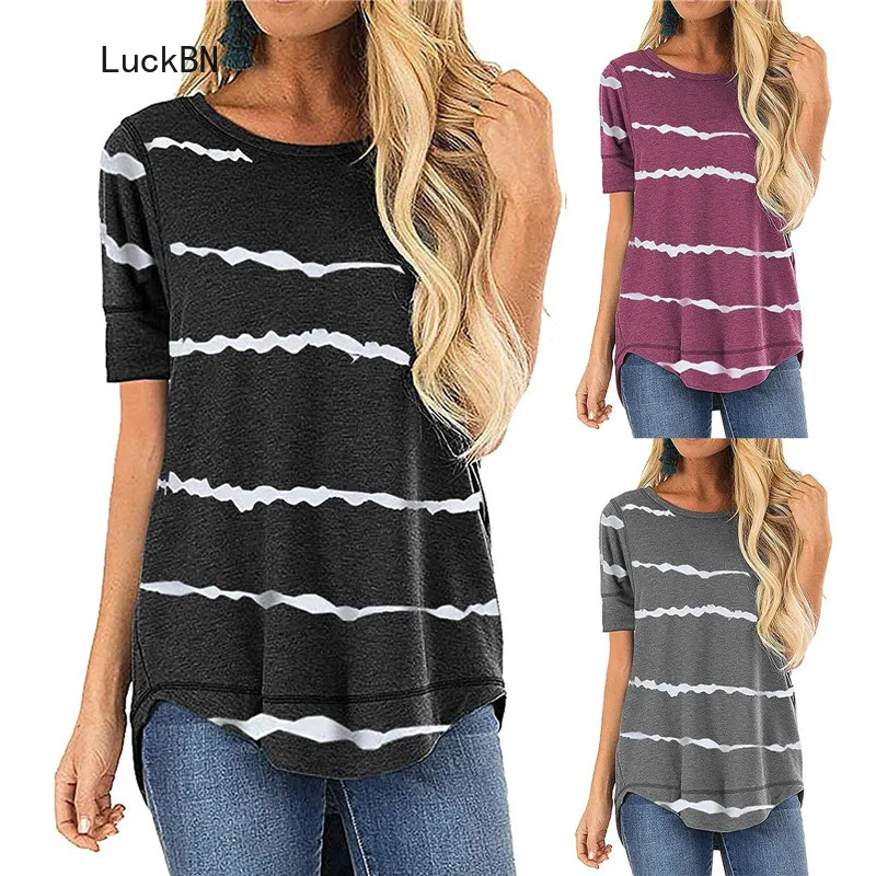 New 2021 Women Summer T Shirt Fashion Irregular Striped T Shirts Loose Casual Top O-Neck Short Sleeve Tees Streetwear Lady Tops
New 2021 Women Summer T Shirt Fashion Irregular Striped T Shirts Loose Casual Top O-Neck Short Sleeve Tees Streetwear Lady Tops