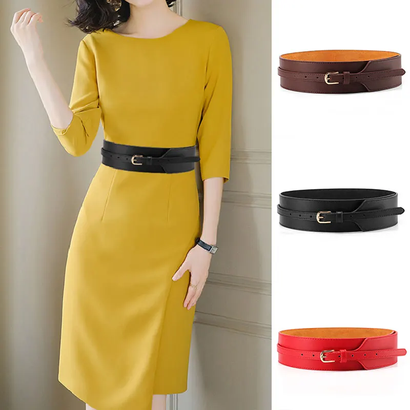Genuine Leather Belt Wide Waist Belts For Women Simple Luxury Girdle Solid Gold Pin Buckle Waistbands Female Dress Cummerbunds
Genuine Leather Belt Wide Waist Belts For Women Simple Luxury Girdle Solid Gold Pin Buckle Waistbands Female Dress Cummerbunds