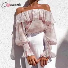 Conmoto сексуальная Прозрачная женская блузка с открытыми плечами