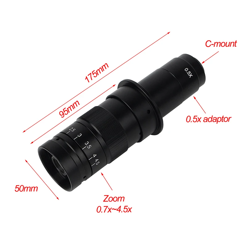 Adjustable Magnification180X 25mm Zoom C-Mount Lens For VGA HDMI VGA USB BNC Industry Video Microscope Camera Fine maintenance
Adjustable Magnification180X 25mm Zoom C-Mount Lens For VGA HDMI VGA USB BNC Industry Video Microscope Camera Fine maintenance