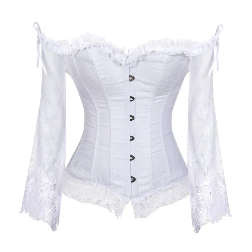 Women Sexy Off-Shoulder Sleeves Lace Embroidered Corset Blouse Victorian Vintage Floral Elegant Slim Corset Bustier Lingerie Top
Women Sexy Off-Shoulder Sleeves Lace Embroidered Corset Blouse Victorian Vintage Floral Elegant Slim Corset Bustier Lingerie Top
