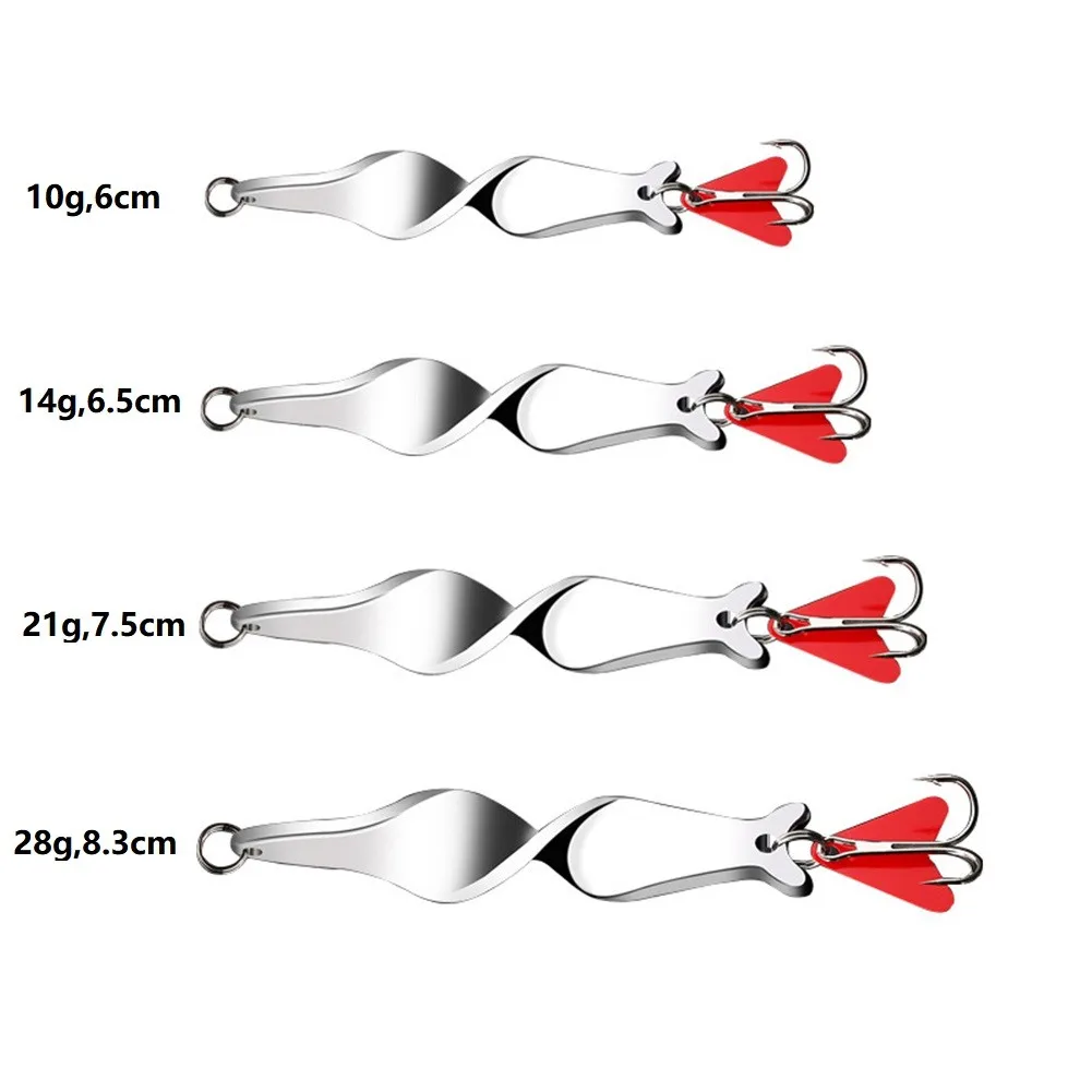 Silver 360 Rotating Metal Spinner Spoon Fishing Lure Hard Baits Hook Tackle 6/6.5/7.5/8.3cm 10g/14g/21g/28g Fishing Accessories
Silver 360 Rotating Metal Spinner Spoon Fishing Lure Hard Baits Hook Tackle 6/6.5/7.5/8.3cm 10g/14g/21g/28g Fishing Accessories