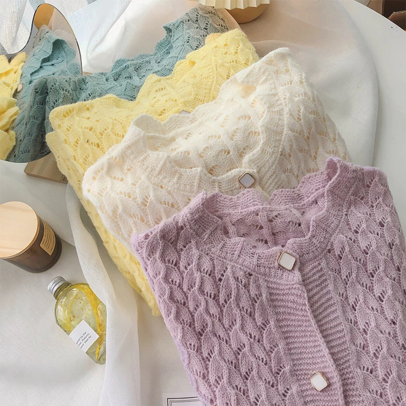 Sweet O-neck Hollow Out Knitted Sweater Cardigan Womens 2021 Autumn Winter Long Sleeve Soft Korean Womens Clothing Crop Tops
Sweet O-neck Hollow Out Knitted Sweater Cardigan Womens 2021 Autumn Winter Long Sleeve Soft Korean Womens Clothing Crop Tops