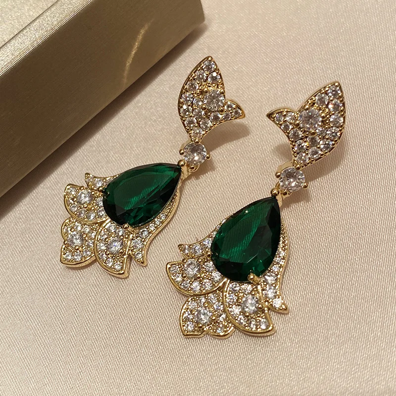 Bilincolor Fashion Green Zircon Waterdrop Golden Drop Earrings for Women 
Bilincolor Fashion Green Zircon Waterdrop Golden Drop Earrings for Women