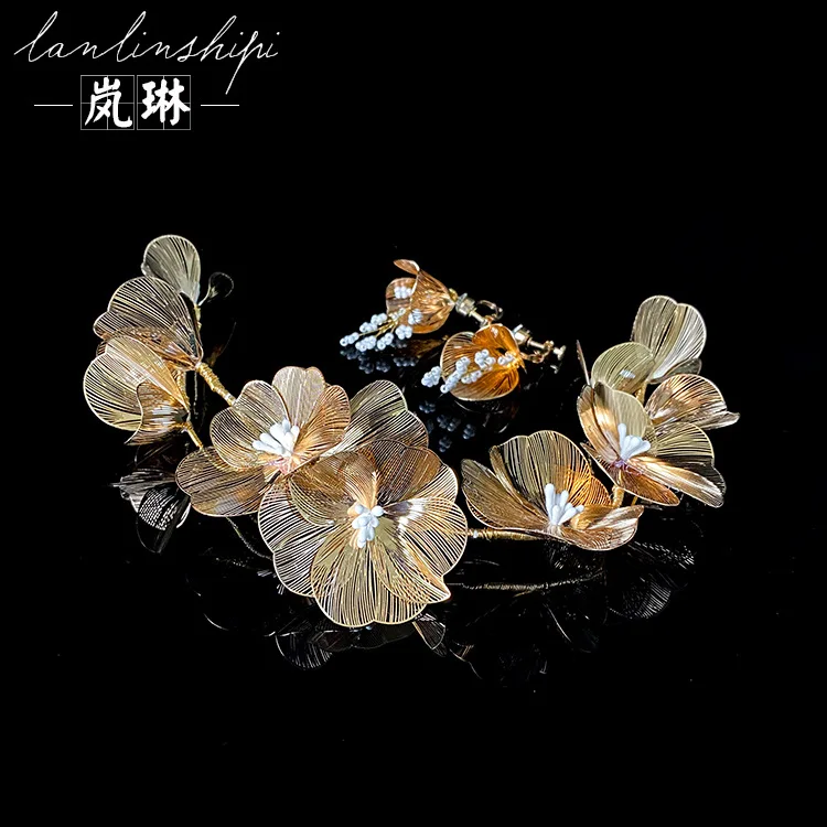 new fashion golden alloy flower headdress Bridal wedding headband bridesmaid flower piece hair accessories earings jewelry set
new fashion golden alloy flower headdress Bridal wedding headband bridesmaid flower piece hair accessories earings jewelry set