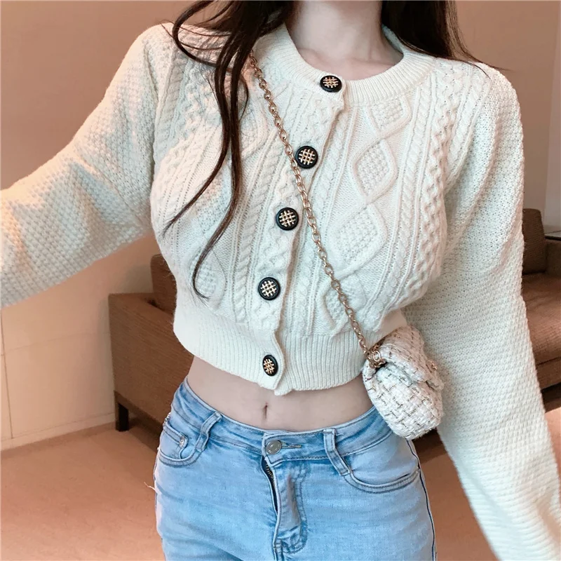 Autumn Sweater Women Korean Ins Twist Knitting Lazy Short Slim Button Solid Fairy Sweet Girl Internet Celebrity Cardigan Top
Autumn Sweater Women Korean Ins Twist Knitting Lazy Short Slim Button Solid Fairy Sweet Girl Internet Celebrity Cardigan Top