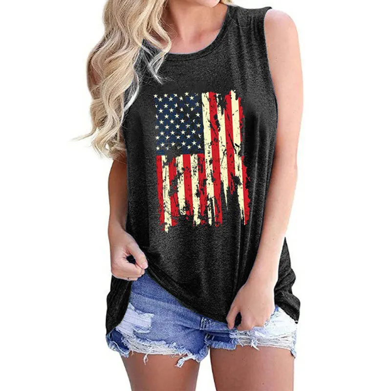 2021 Europe and the United States cross-border women's vest Independence Day foreign trade U.S. flag round collar sleeveless
2021 Europe and the United States cross-border women's vest Independence Day foreign trade U.S. flag round collar sleeveless