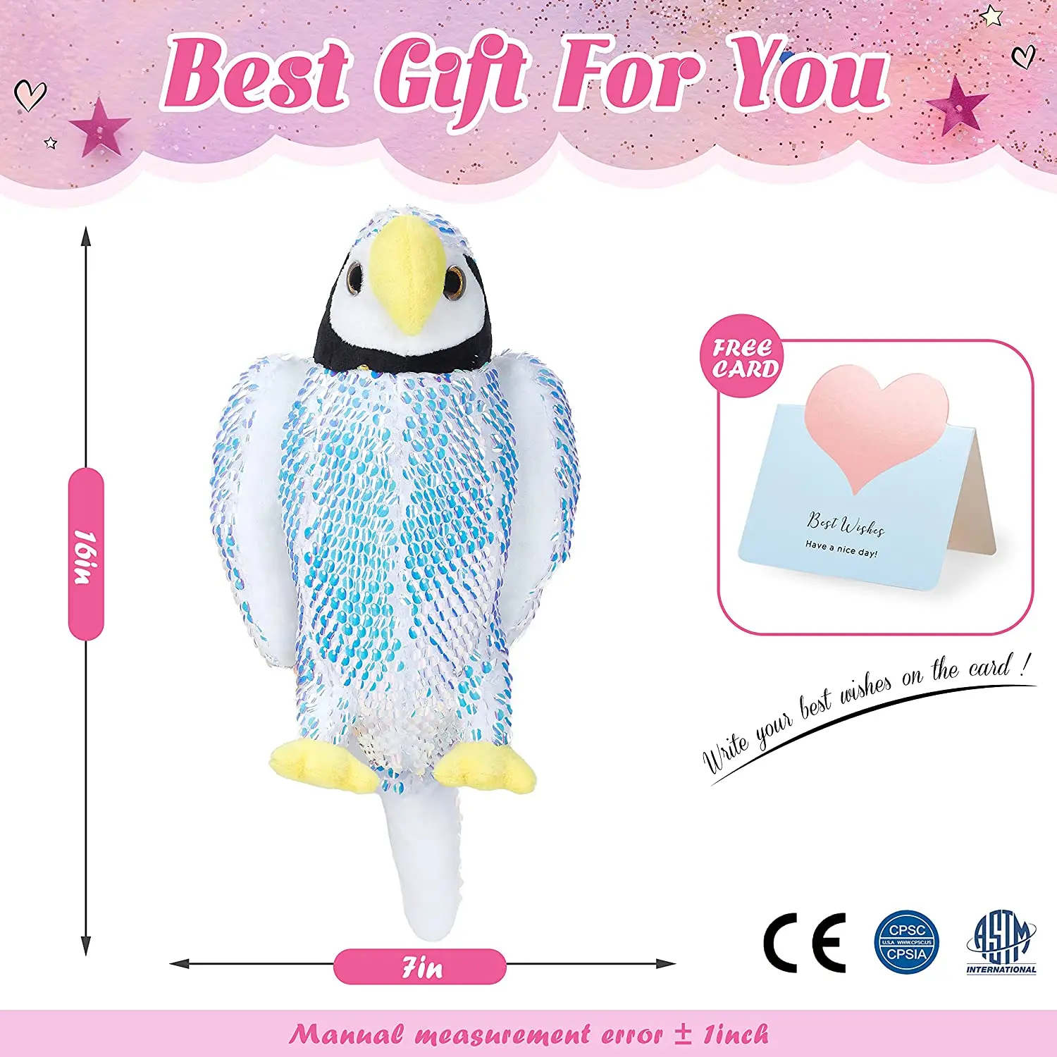 Athoinsu Sequin Parrot Plush Toy Stuffed Animal Bird Glitter Sequins Interactive Gifts for Kids Girls Blue Pink Cute Toy
Athoinsu Sequin Parrot Plush Toy Stuffed Animal Bird Glitter Sequins Interactive Gifts for Kids Girls Blue Pink Cute Toy