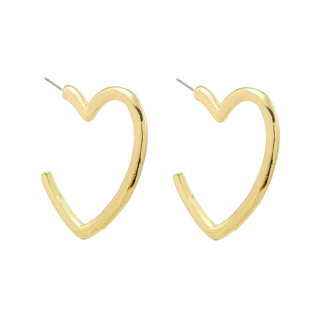 Hot Sale Gold Heart Earrings for Women Trendy Boho Big Geometric Statement Drop Dangle Female Wedding Jewelry Wholesale | Украшения и