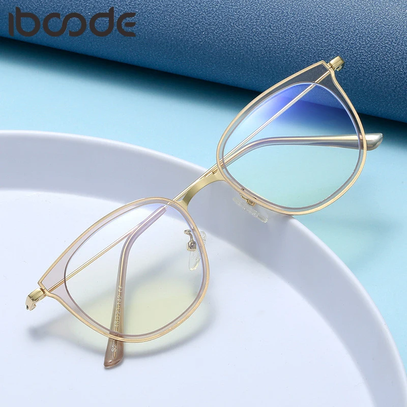 

Iboode антибликовыми свойствами светильник очки для женщин и мужчин, металлическая ретро оптические очки прозрачные Линзы для очков, гладкое ...