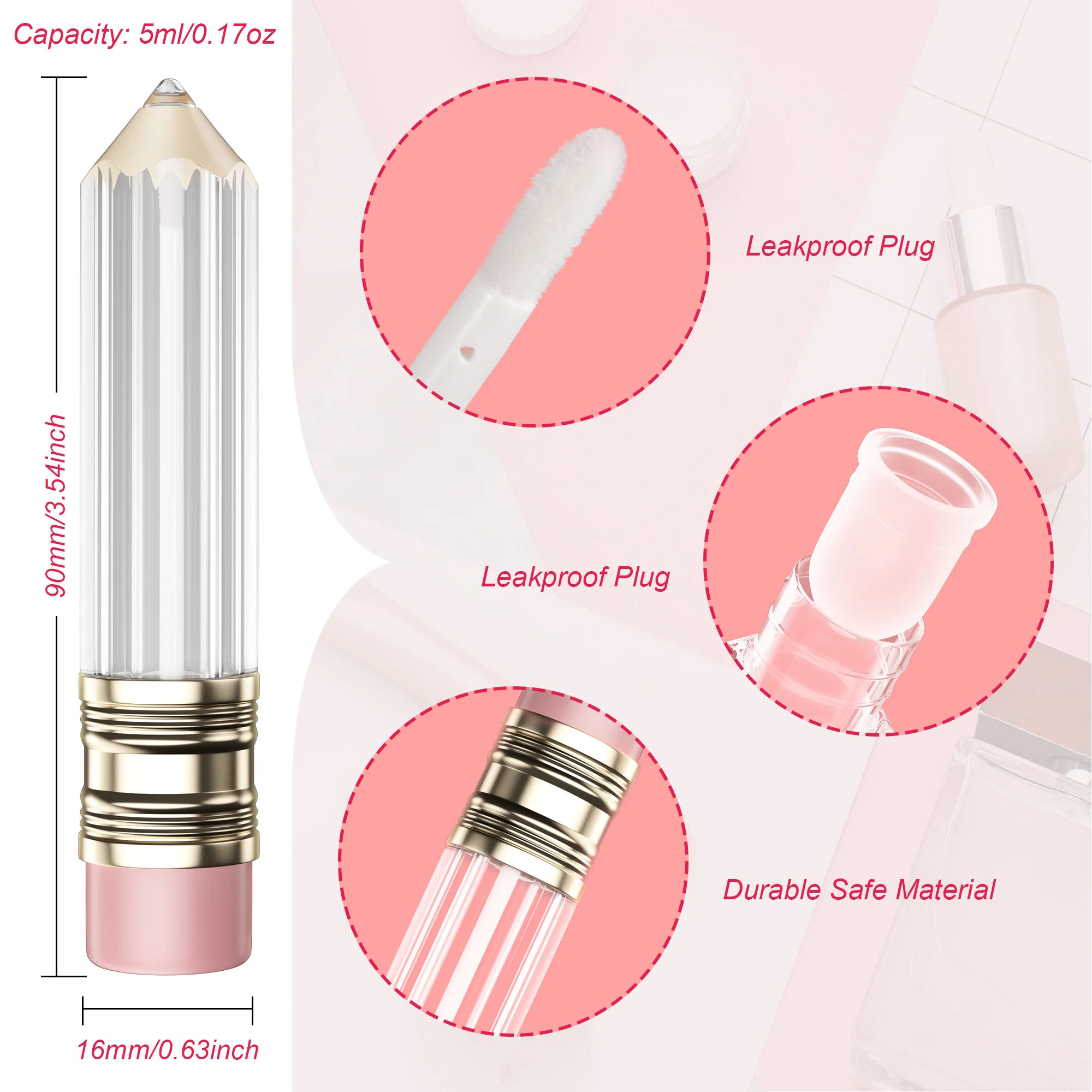 5pcs Empty Lip Gloss Tube Container Clear Lip Balm Tubes Mini Pencil Shape Lipstick Refillable Bottles Diy Plastic Sample Vials
5pcs Empty Lip Gloss Tube Container Clear Lip Balm Tubes Mini Pencil Shape Lipstick Refillable Bottles Diy Plastic Sample Vials