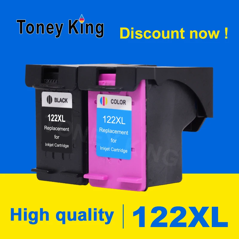 

Toney King 2 Pieces Compatible Ink Cartridge for HP 122 122XL CH561HE CH562HE For DeskJet 1050 2050 2050s D1010 1510
