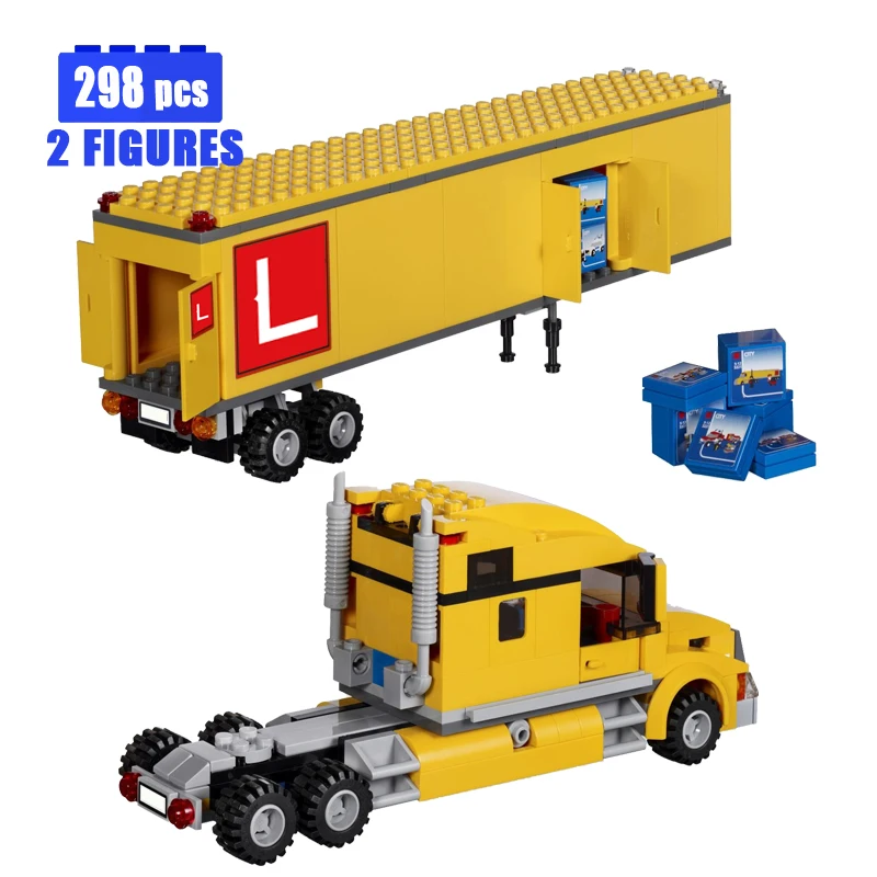 

Classic City Yellow Truck Transport Car Building Blocks Brick Assembling Model Enlighten Toys For Children Christmas Gift Set